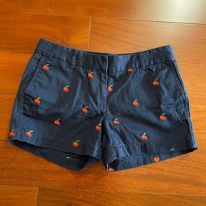 J. Crew 4” chino shorts with embroidered cherries